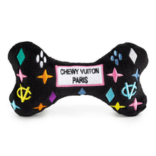 Load image into Gallery viewer, Black Monogram Chewy Vuiton Bone Squeaker Dog Toy
